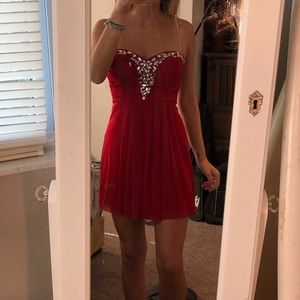 Red beaded homecoming/prom dress
